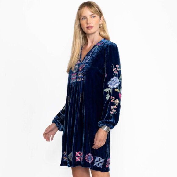 Johnny Was Embroidered Nikkola Velvet Yoke Dress Relaxed Fit S $420 - Picture 3 of 7